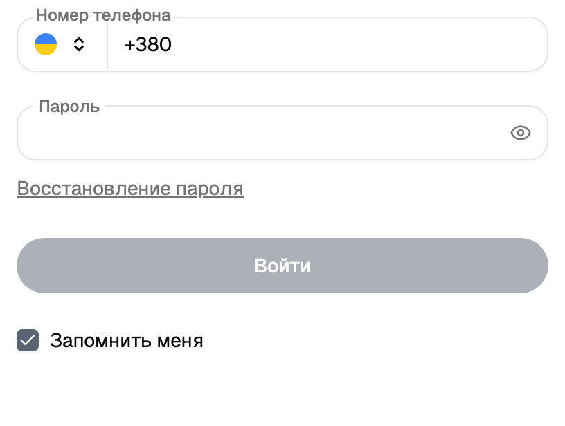 Форма входа